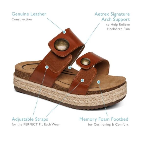 Aetrex | Sofie Platform Sandal - Cognac - Picture 7 of 9